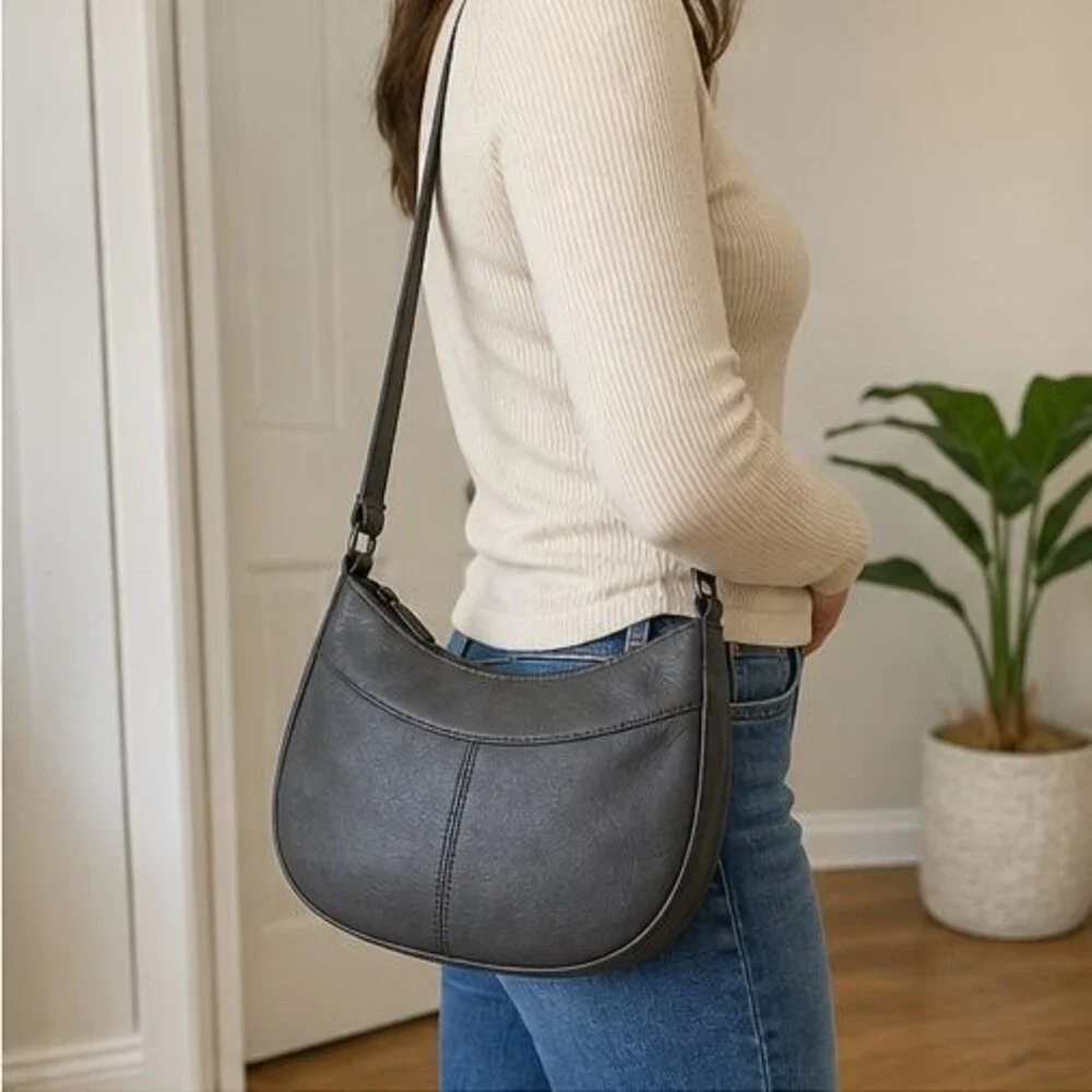 Navy Vegan Leather Bag